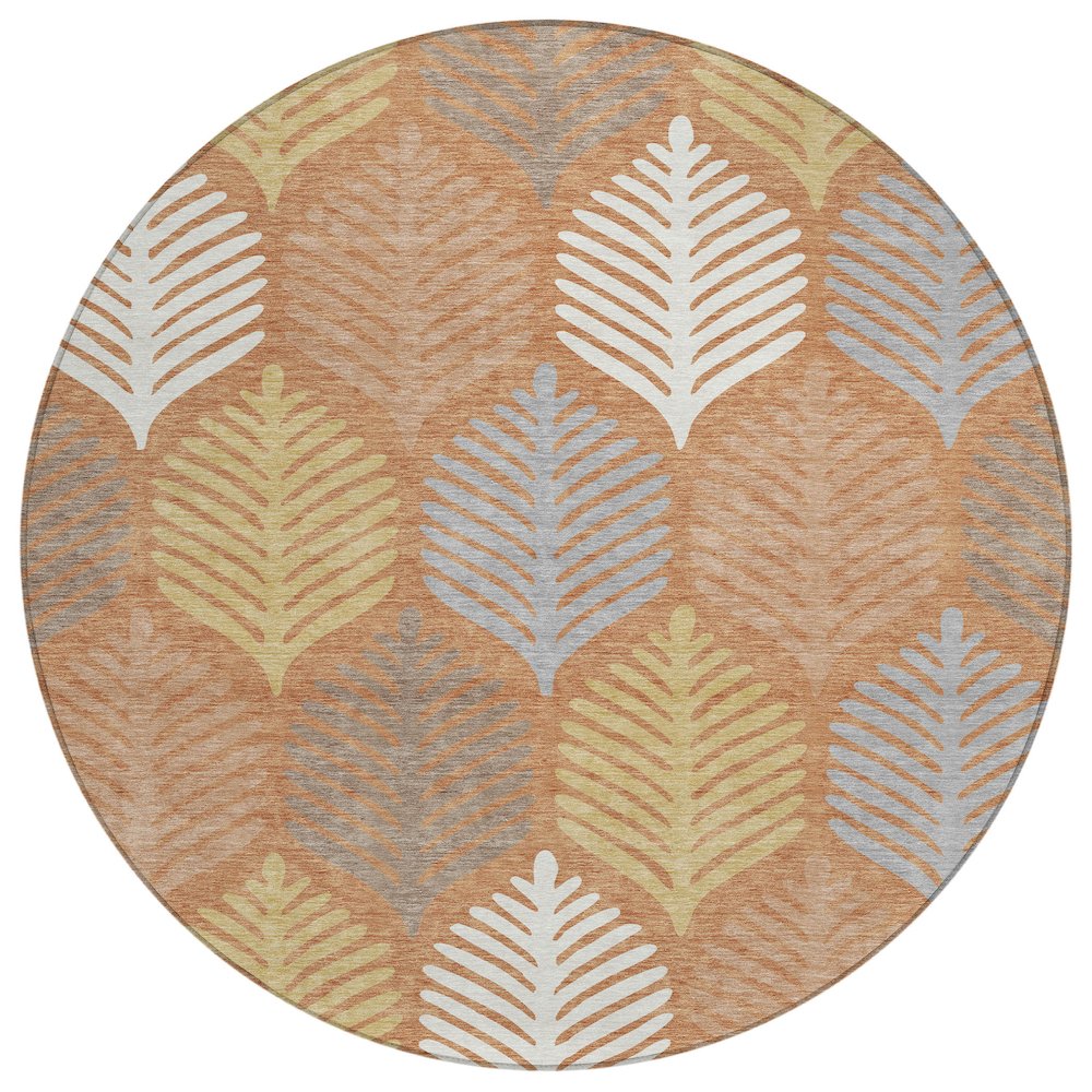 Machine Washable Indoor/Outdoor Chantille ACN2515 Orange 8' x 8' Round Rug. Picture 1