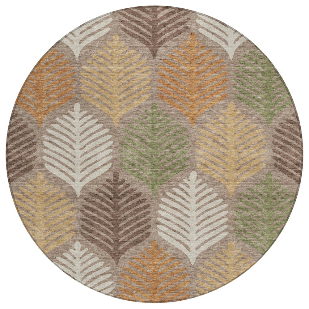 Machine Washable Indoor/Outdoor Chantille ACN2515 Brown 8' x 8' Round Rug. Picture 1
