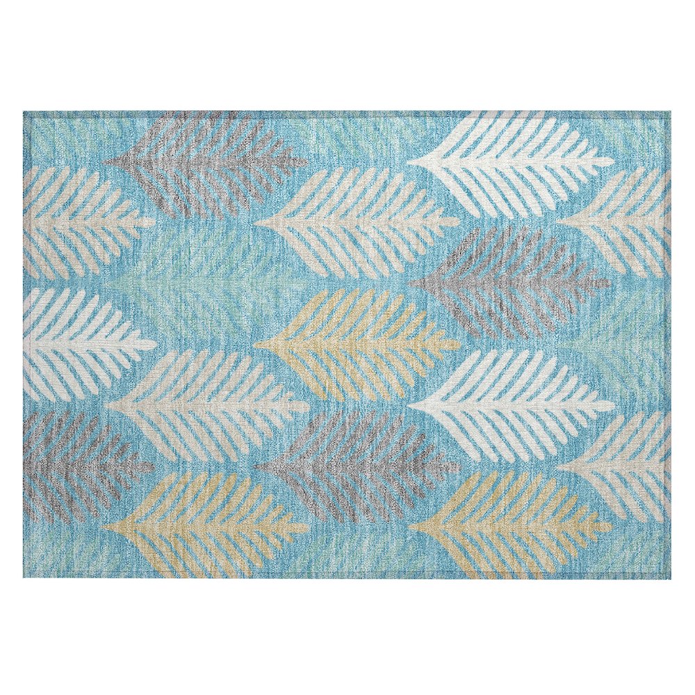 Machine Washable Indoor/Outdoor Chantille ACN2515 Teal 1'8" x 2'6" Rug. Picture 1