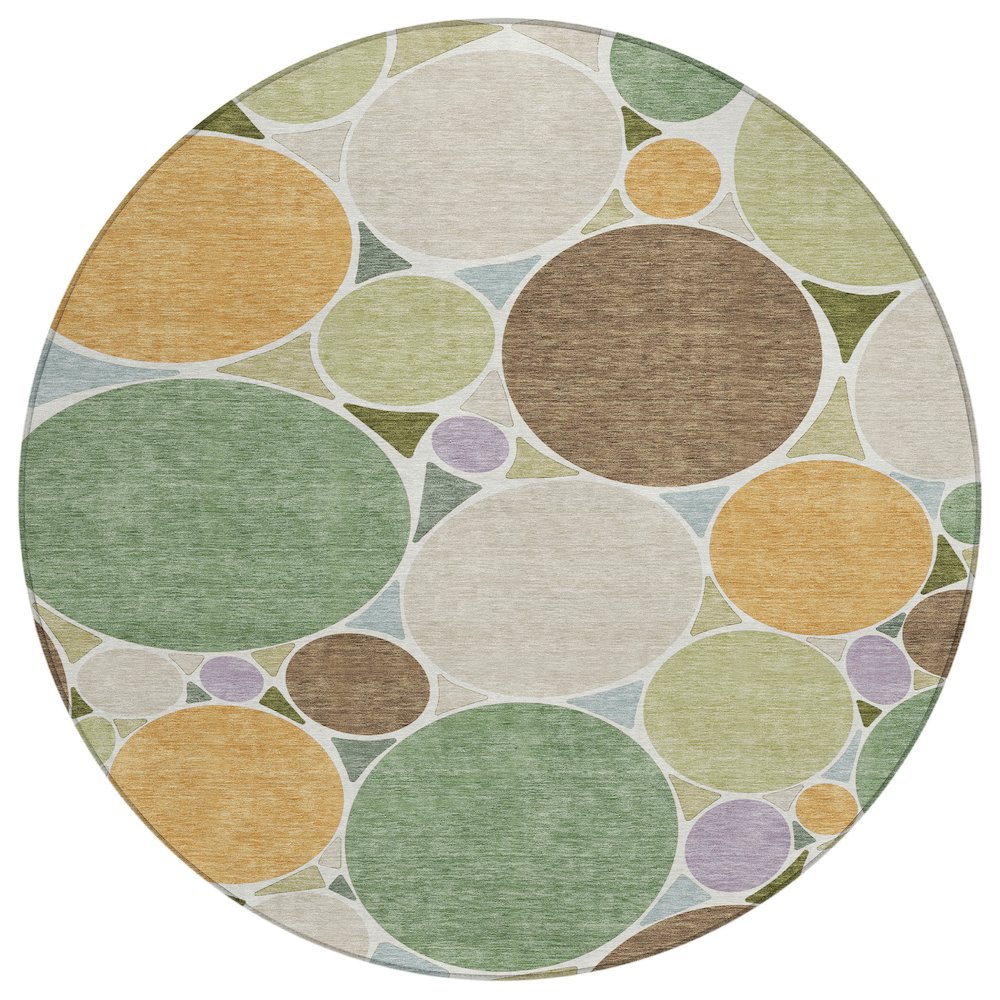 Machine Washable Indoor/Outdoor Chantille ACN2516 Green 8' x 8' Round Rug. Picture 1