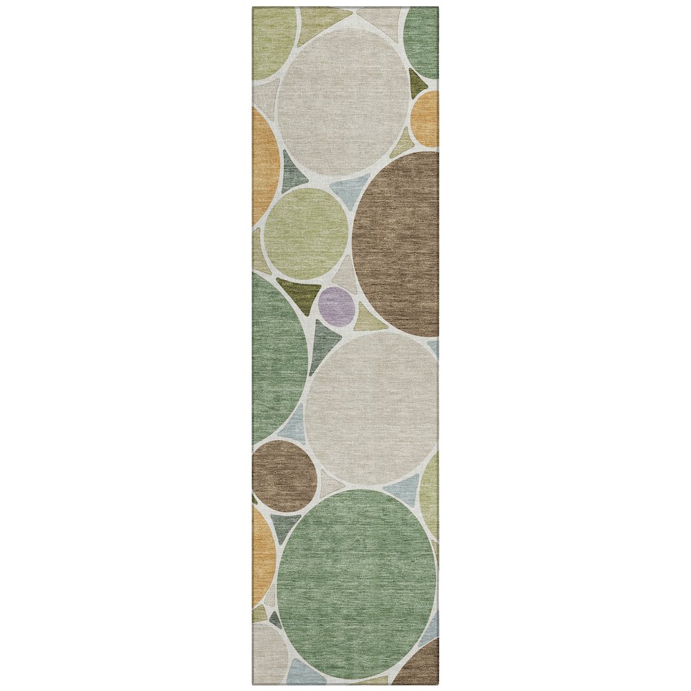 Machine Washable Indoor/Outdoor Chantille ACN2516 Green 2'3" x 7'6" Runner Rug. Picture 1