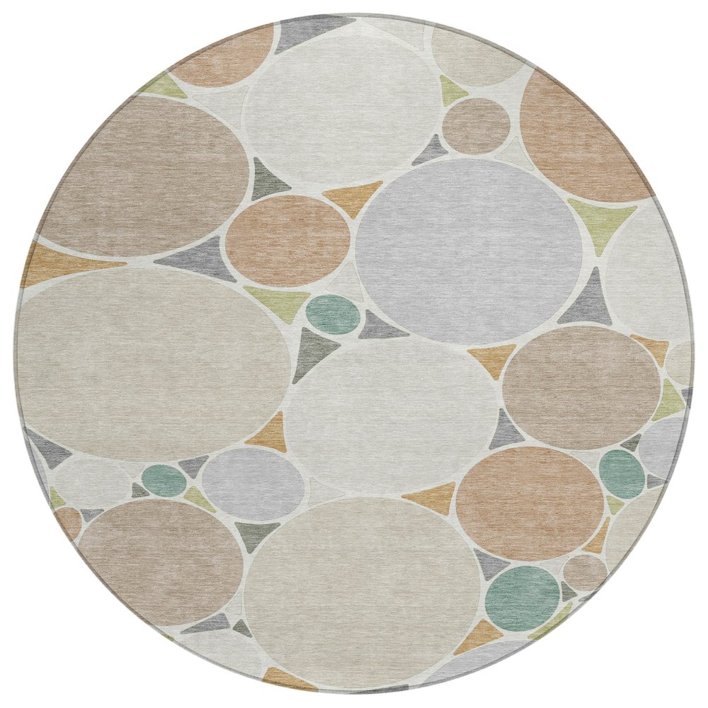 Machine Washable Indoor/Outdoor Chantille ACN2516 Brown 8' x 8' Round Rug. Picture 1