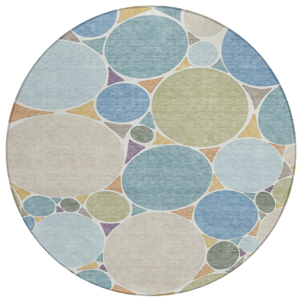 Machine Washable Indoor/Outdoor Chantille ACN2516 Blue 8' x 8' Round Rug. Picture 1