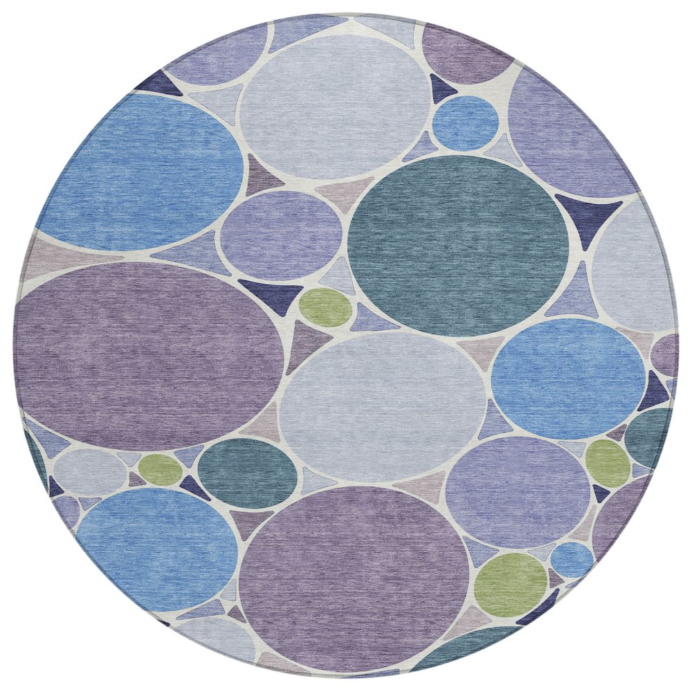 Machine Washable Indoor/Outdoor Chantille ACN2516 Purple 8' x 8' Round Rug. Picture 1