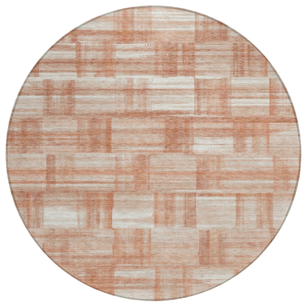 Machine Washable Indoor/Outdoor Chantille ACN2517 Orange 8' x 8' Round Rug. Picture 1