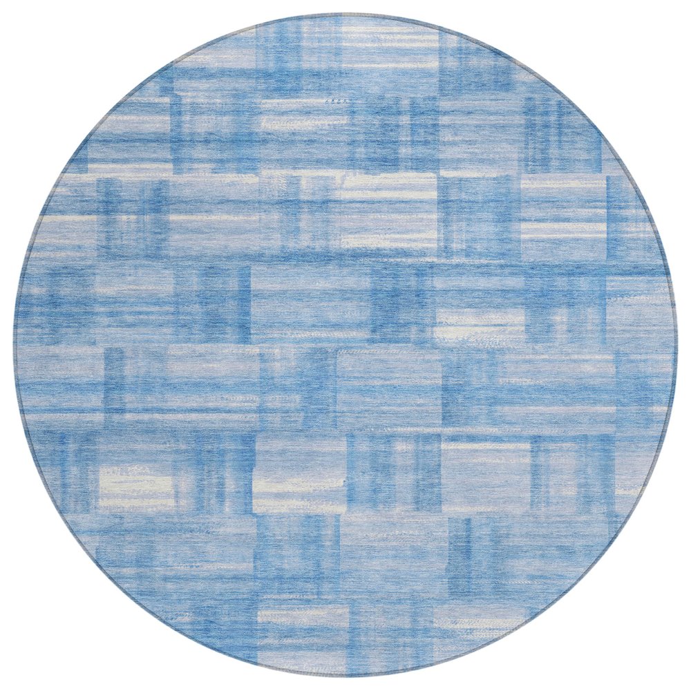 Machine Washable Indoor/Outdoor Chantille ACN2517 Blue 8' x 8' Round Rug. Picture 1