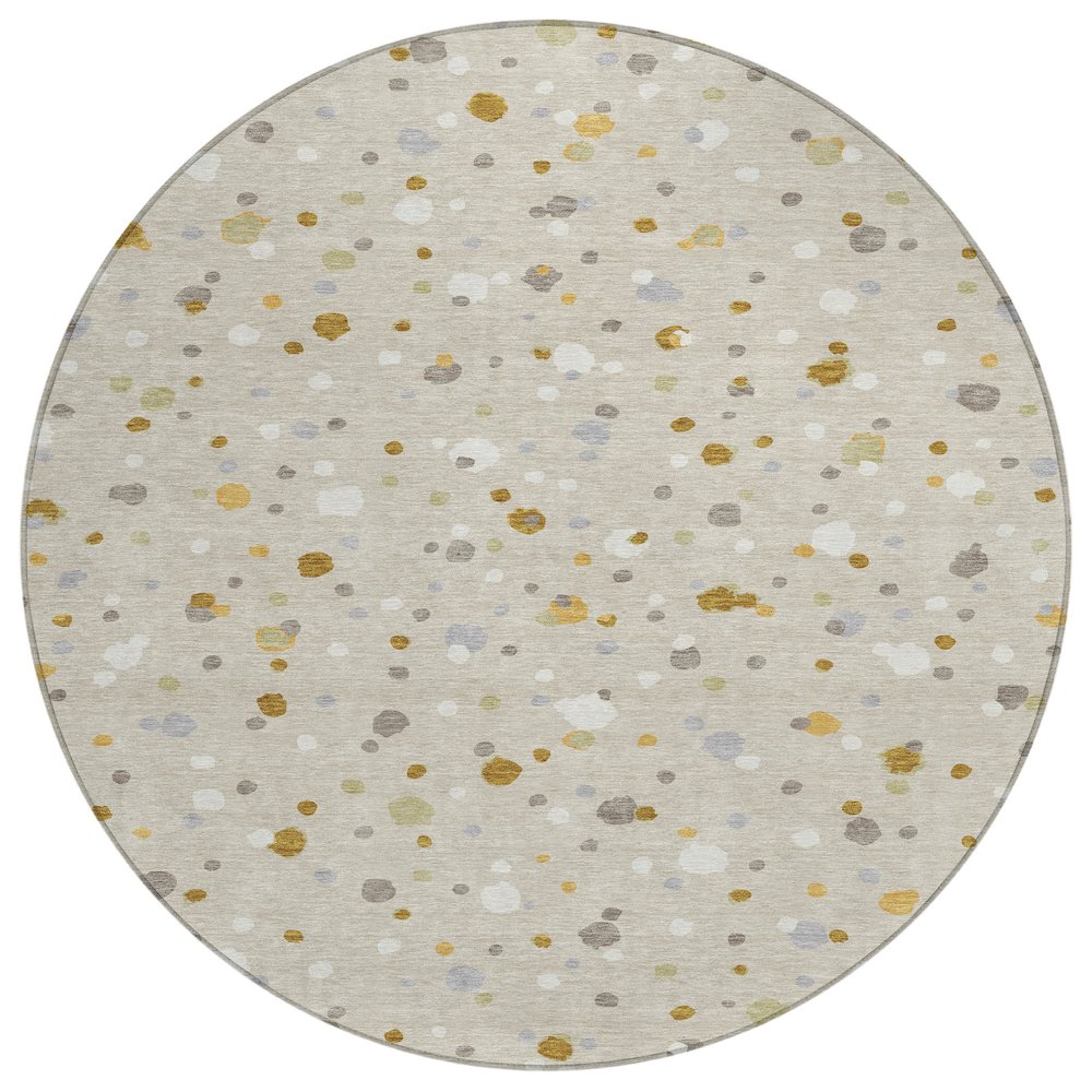Machine Washable Indoor/Outdoor Chantille ACN2518 Brown 8' x 8' Round Rug. Picture 1