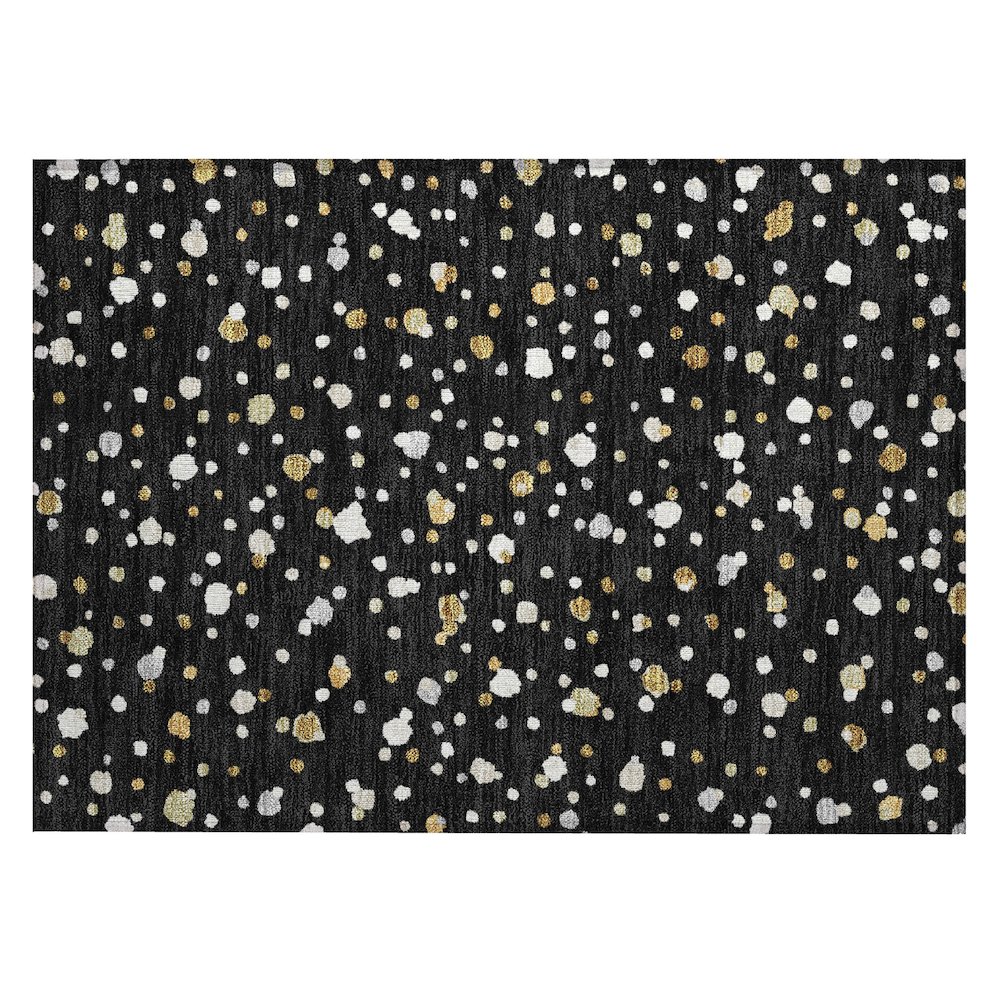Machine Washable Indoor/Outdoor Chantille ACN2518 Black 1'8" x 2'6" Rug. Picture 1