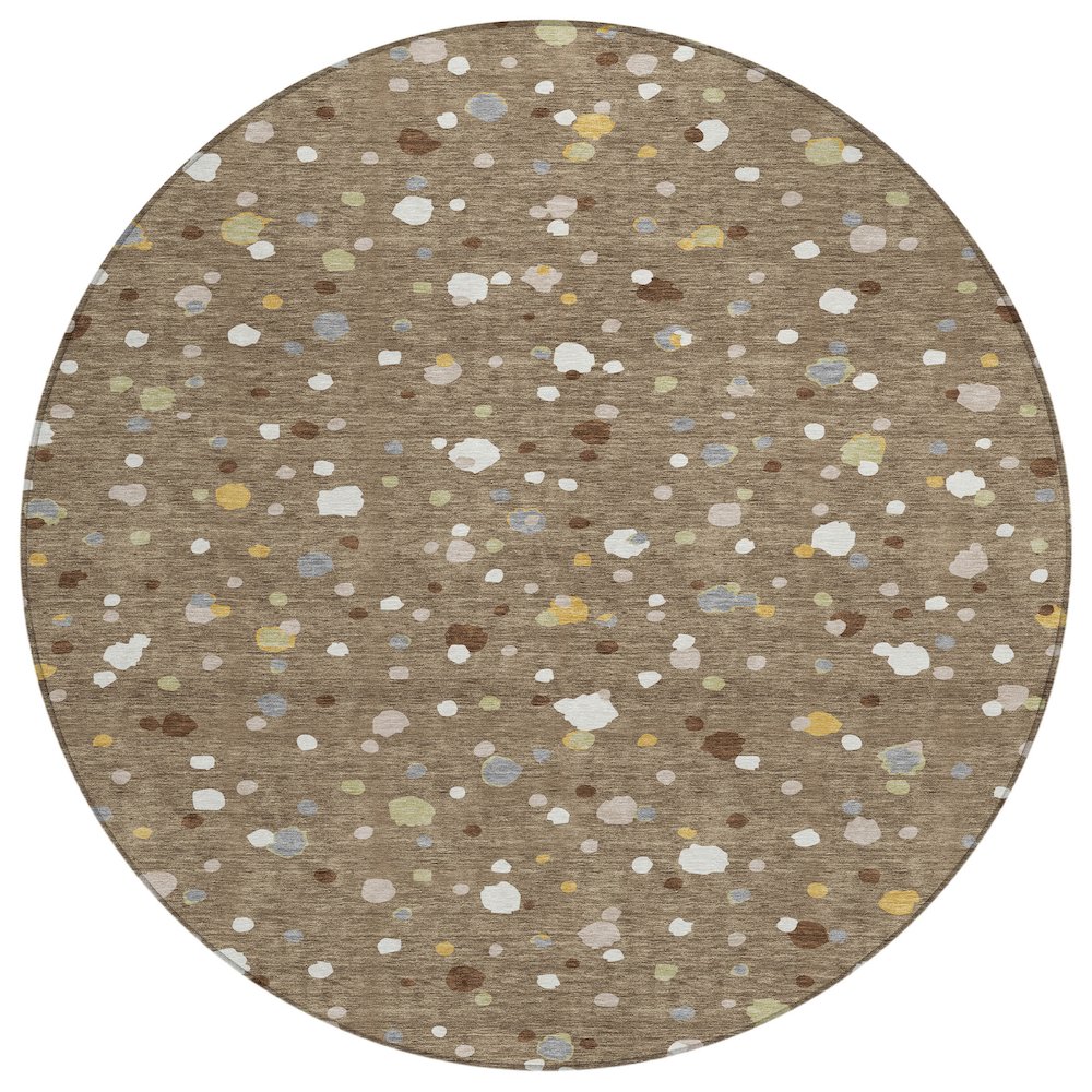 Machine Washable Indoor/Outdoor Chantille ACN2518 Brown 8' x 8' Round Rug. Picture 1