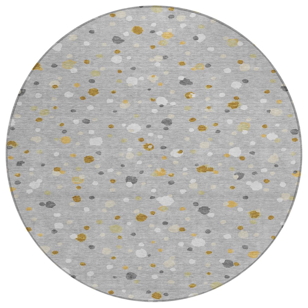 Machine Washable Indoor/Outdoor Chantille ACN2518 Gray 8' x 8' Round Rug. Picture 1
