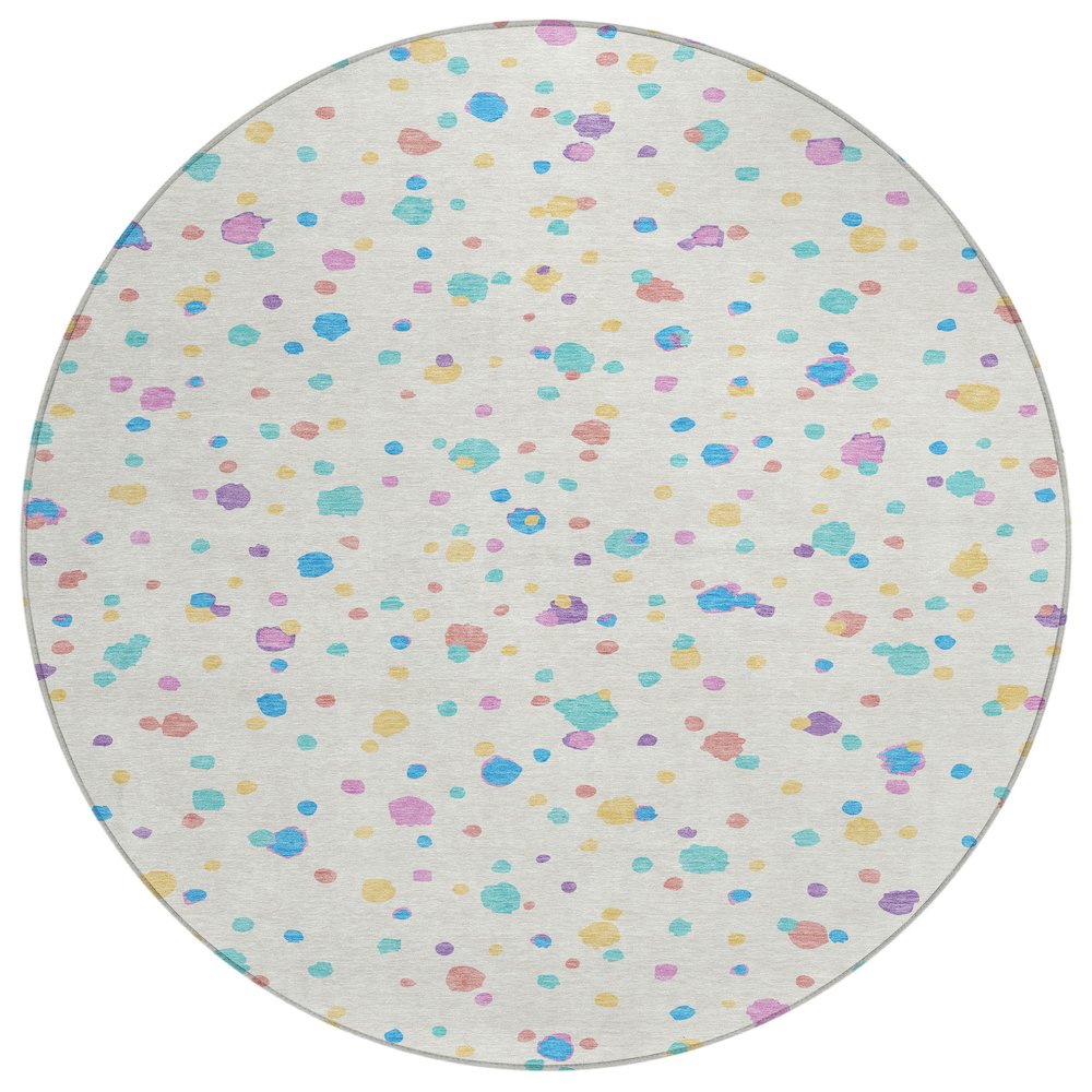 Machine Washable Indoor/Outdoor Chantille ACN2518 Ivory 8' x 8' Round Rug. Picture 1