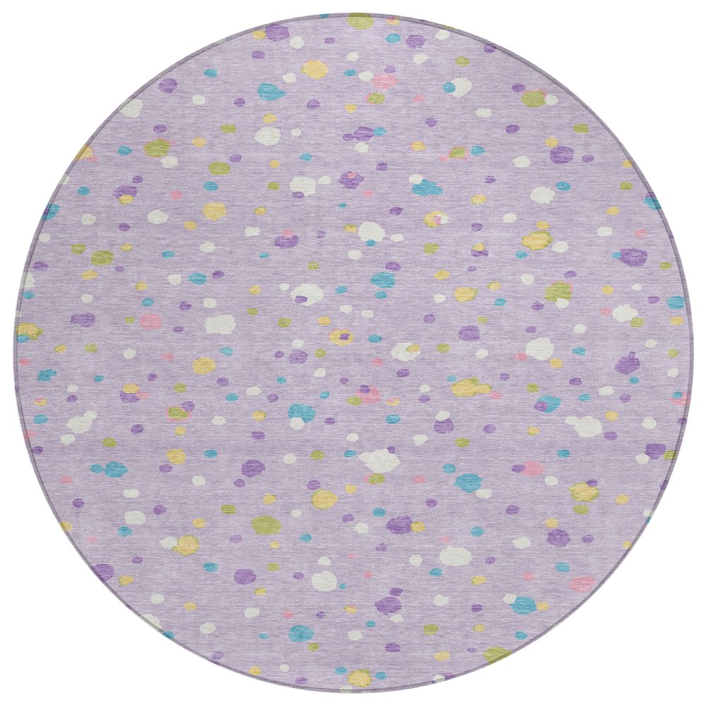 Machine Washable Indoor/Outdoor Chantille ACN2518 Purple 8' x 8' Round Rug. Picture 1