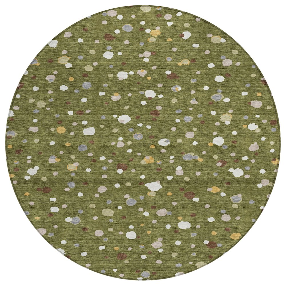 Machine Washable Indoor/Outdoor Chantille ACN2518 Green 8' x 8' Round Rug. Picture 1