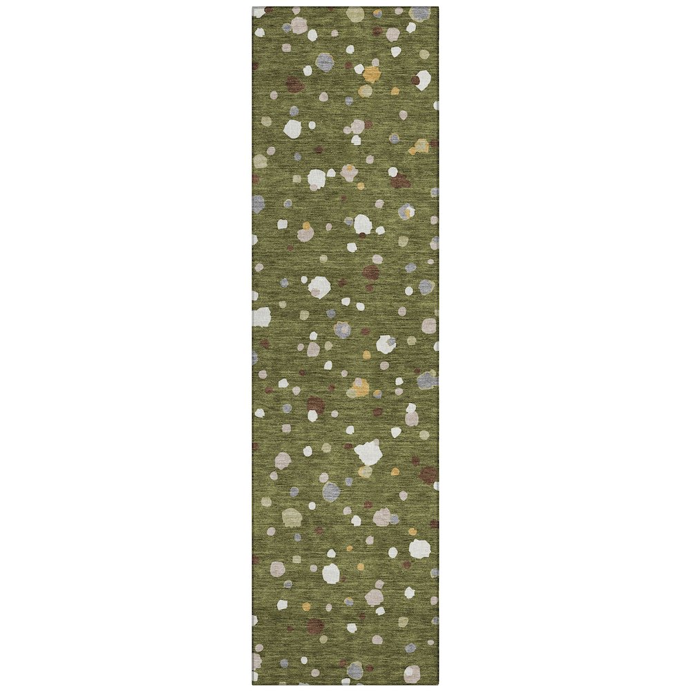 Machine Washable Indoor/Outdoor Chantille ACN2518 Green 2'3" x 7'6" Runner Rug. Picture 1