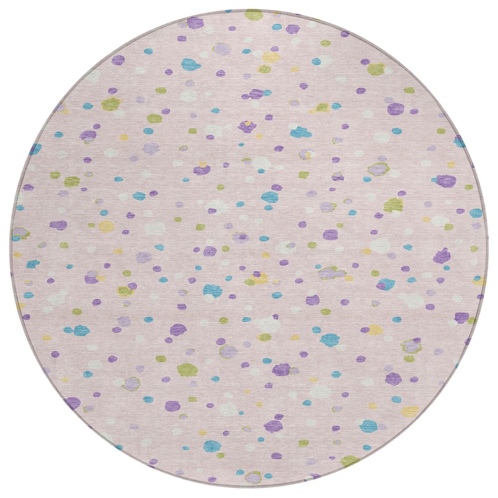 Machine Washable Indoor/Outdoor Chantille ACN2518 Pink 8' x 8' Round Rug. Picture 1