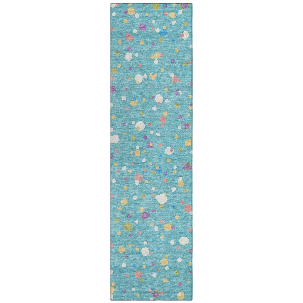 Machine Washable Indoor/Outdoor Chantille ACN2518 Teal 2'3" x 7'6" Runner Rug. Picture 1