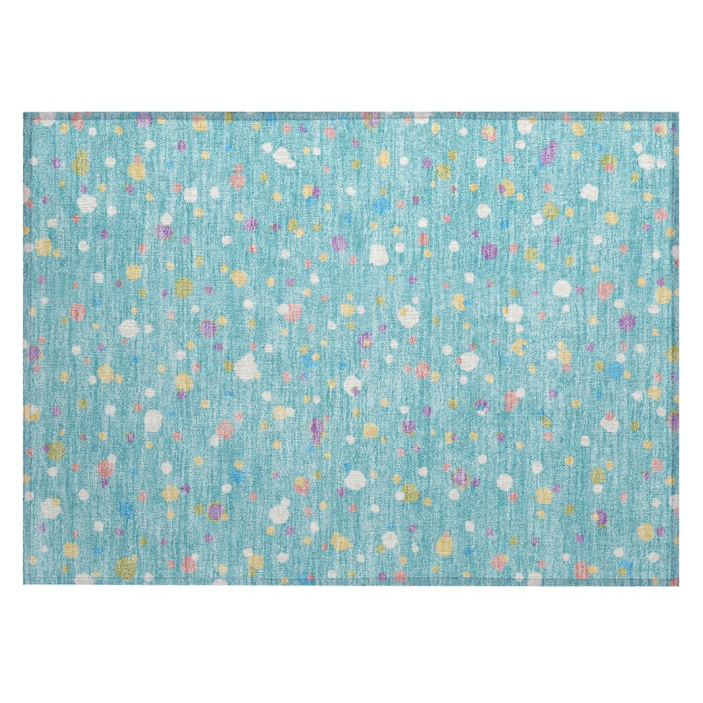 Machine Washable Indoor/Outdoor Chantille ACN2518 Teal 1'8" x 2'6" Rug. Picture 1
