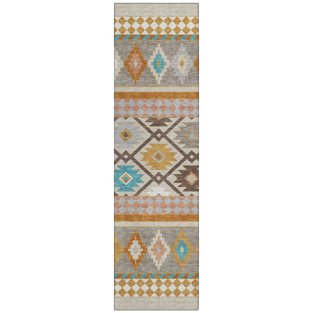 Machine Washable Indoor/Outdoor Chantille ACN2519 Brown 2'3" x 7'6" Runner Rug. Picture 1