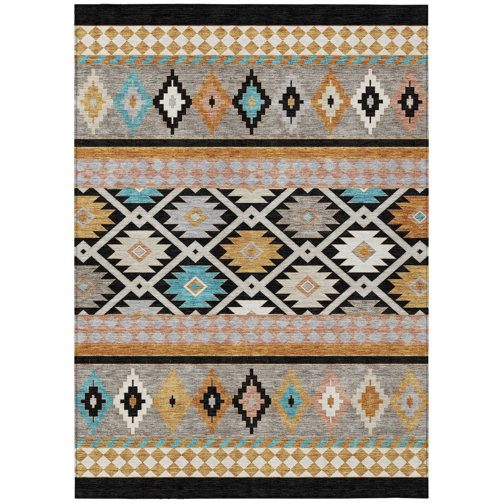 Machine Washable Indoor/Outdoor Chantille ACN2519 Black 2'6" x 3'10" Rug. Picture 1