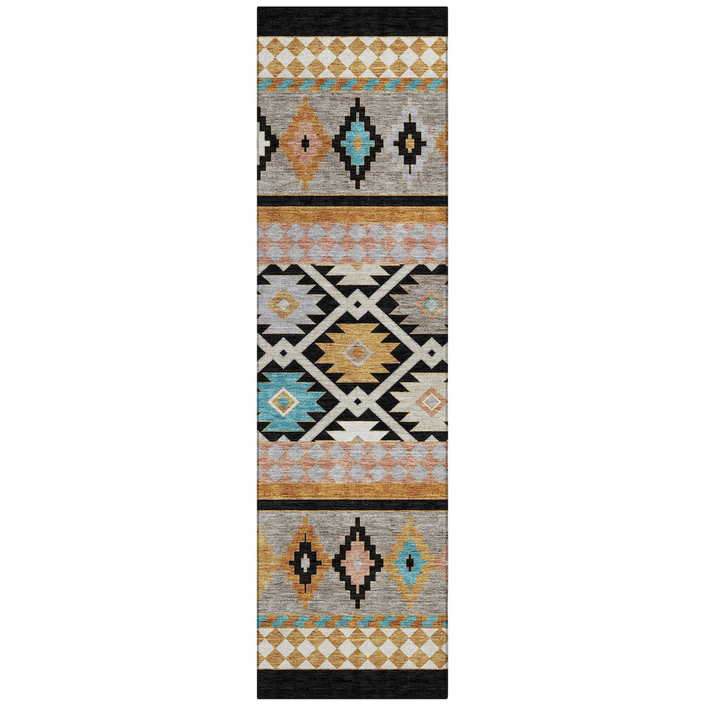 Machine Washable Indoor/Outdoor Chantille ACN2519 Black 2'3" x 7'6" Runner Rug. Picture 1