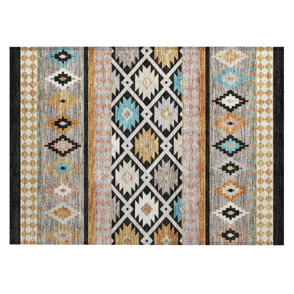 Machine Washable Indoor/Outdoor Chantille ACN2519 Black 1'8" x 2'6" Rug. Picture 1