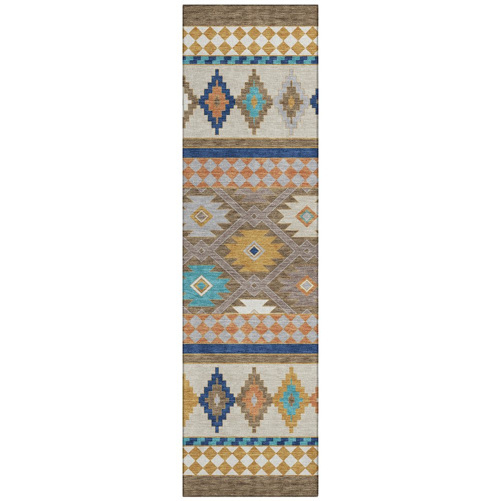 Machine Washable Indoor/Outdoor Chantille ACN2519 Brown 2'3" x 7'6" Runner Rug. Picture 1