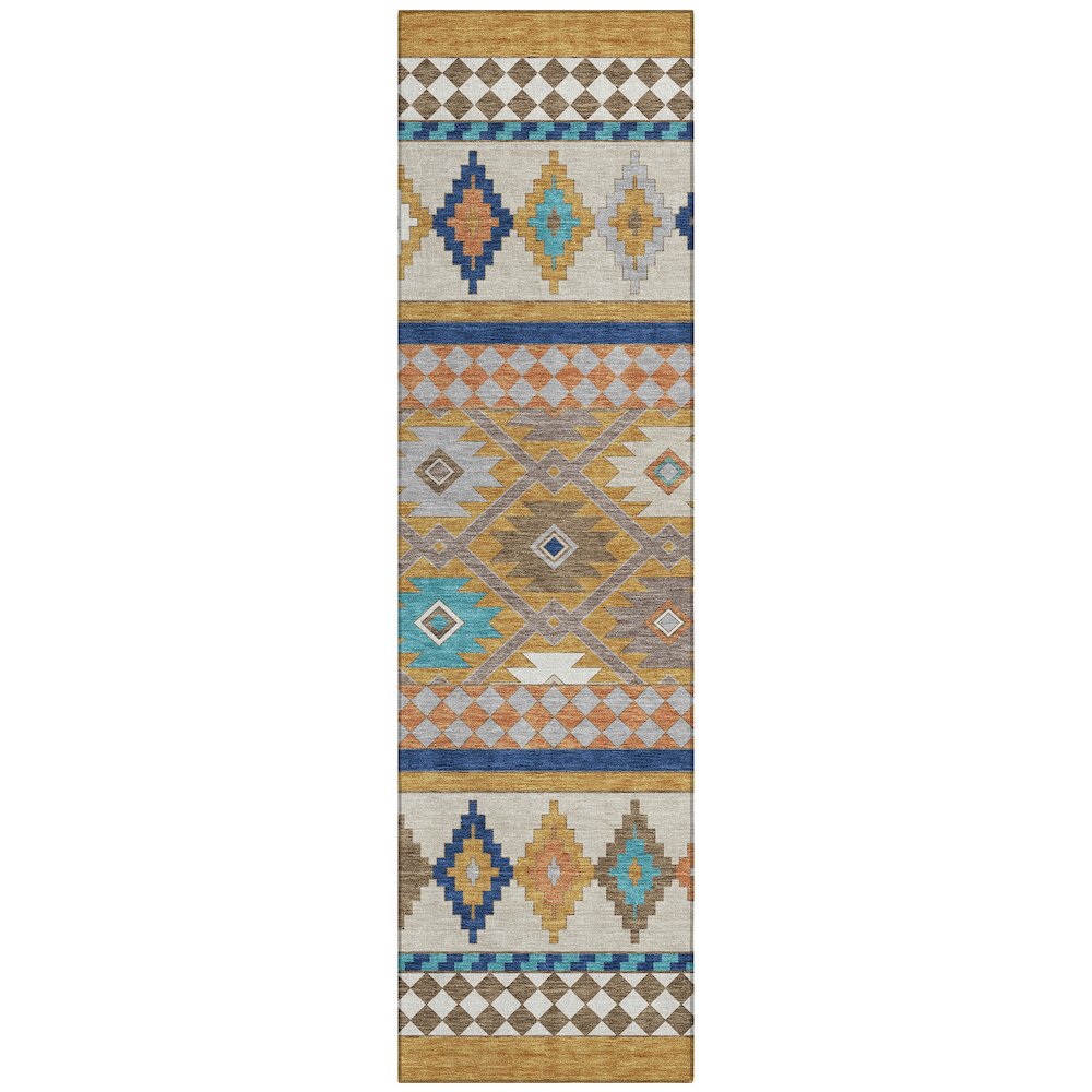 Machine Washable Indoor/Outdoor Chantille ACN2519 Gold 2'3" x 7'6" Runner Rug. Picture 1