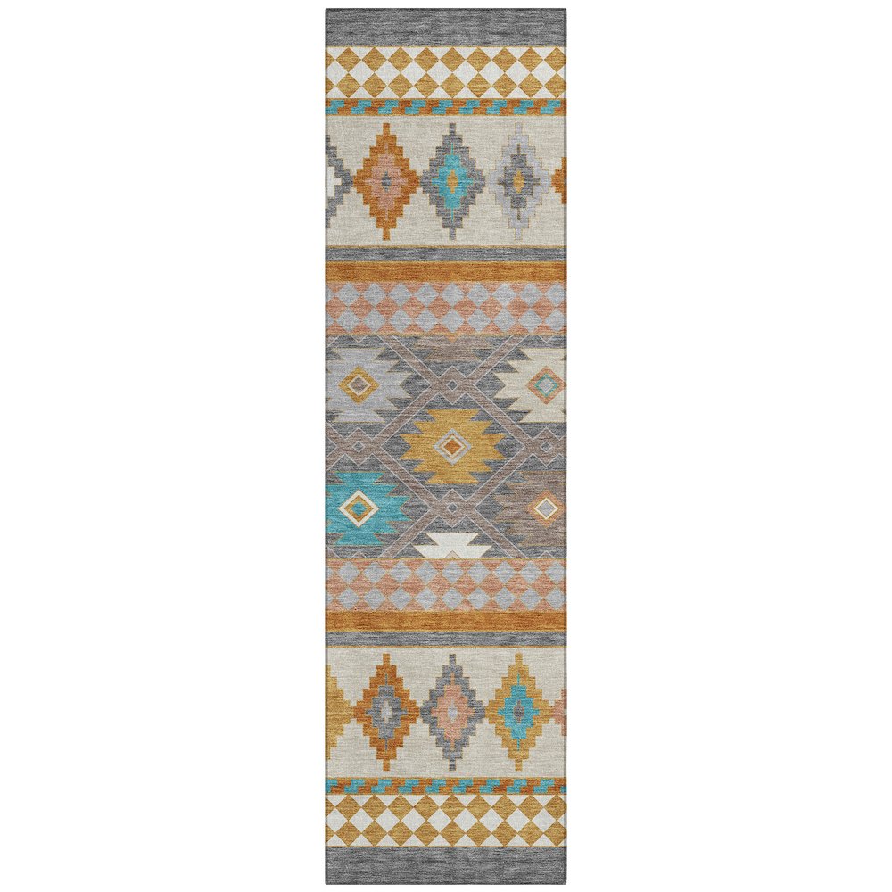 Machine Washable Indoor/Outdoor Chantille ACN2519 Gray 2'3" x 7'6" Runner Rug. Picture 1