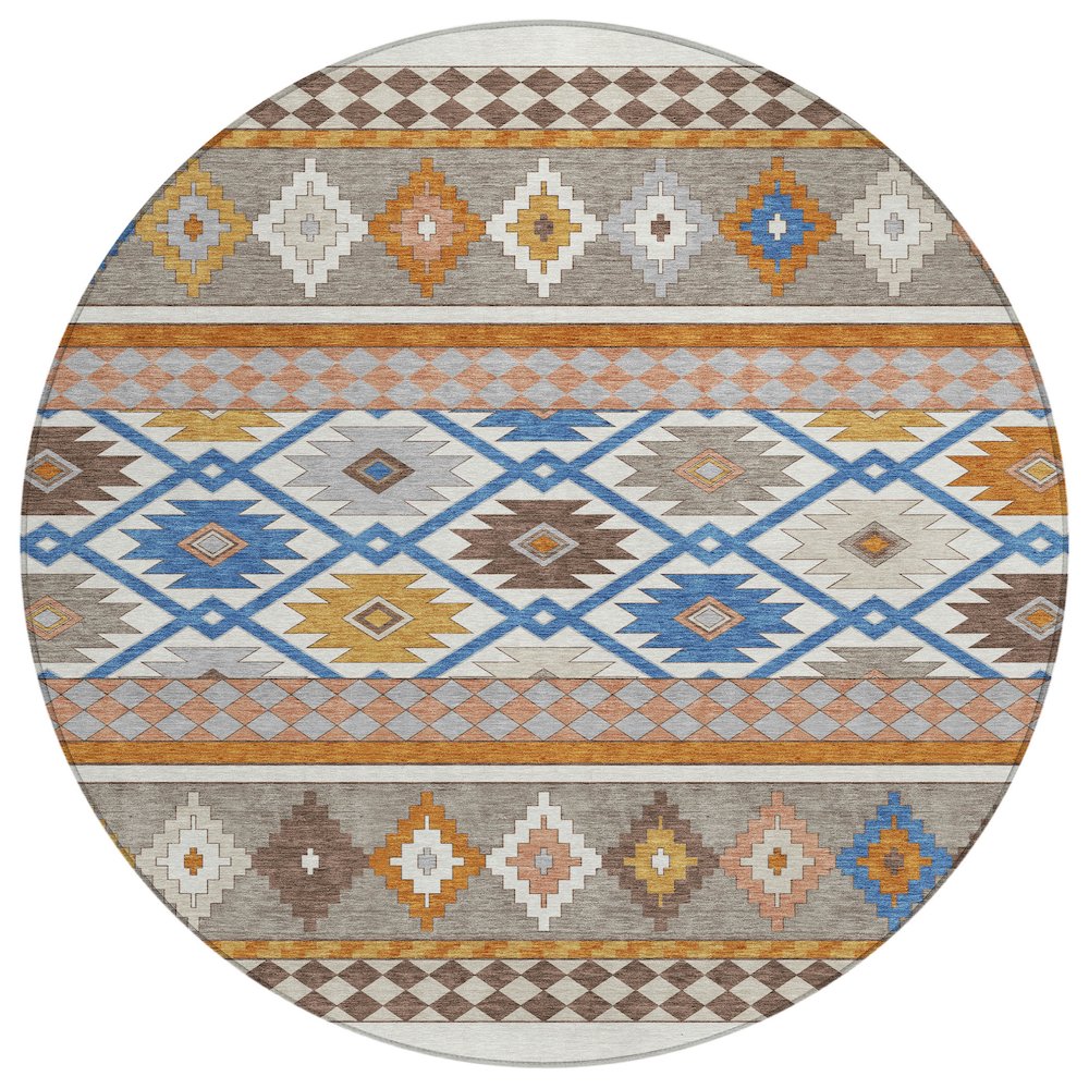 Machine Washable Indoor/Outdoor Chantille ACN2519 Ivory 8' x 8' Round Rug. Picture 1