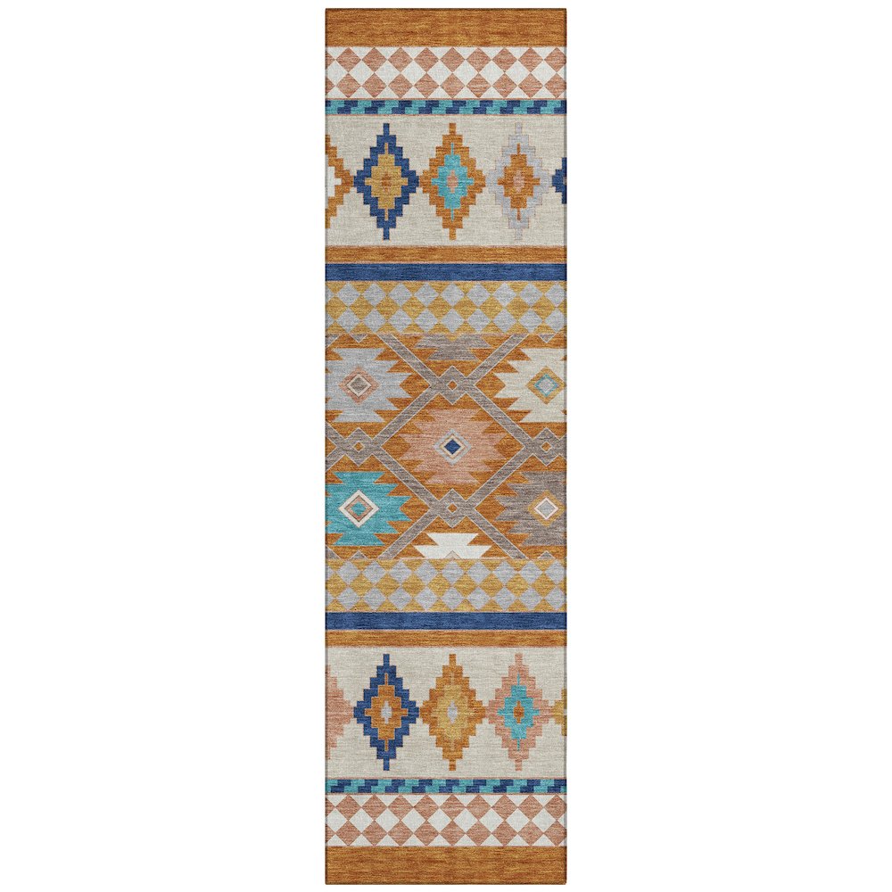 Machine Washable Indoor/Outdoor Chantille ACN2519 Orange 2'3" x 7'6" Runner Rug. Picture 1