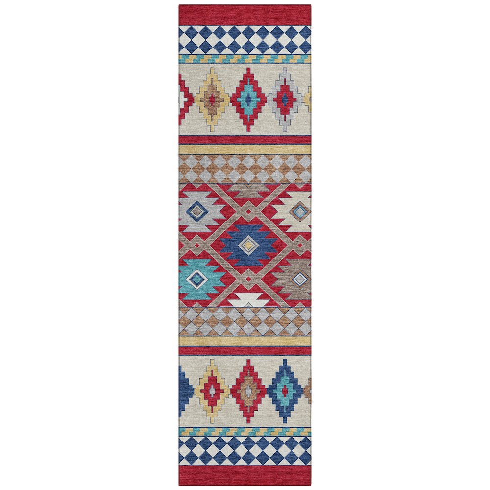 Machine Washable Indoor/Outdoor Chantille ACN2519 Red 2'3" x 7'6" Runner Rug. Picture 1