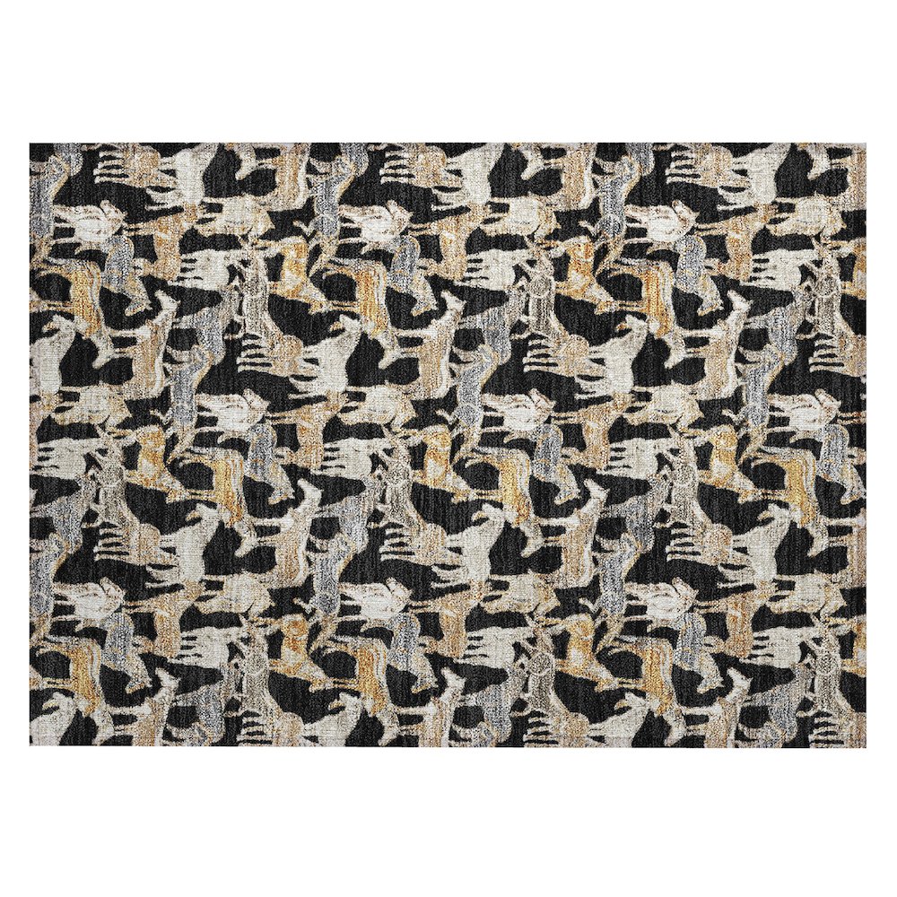 Machine Washable Indoor/Outdoor Chantille ACN2520 Black 1'8" x 2'6" Rug. Picture 1