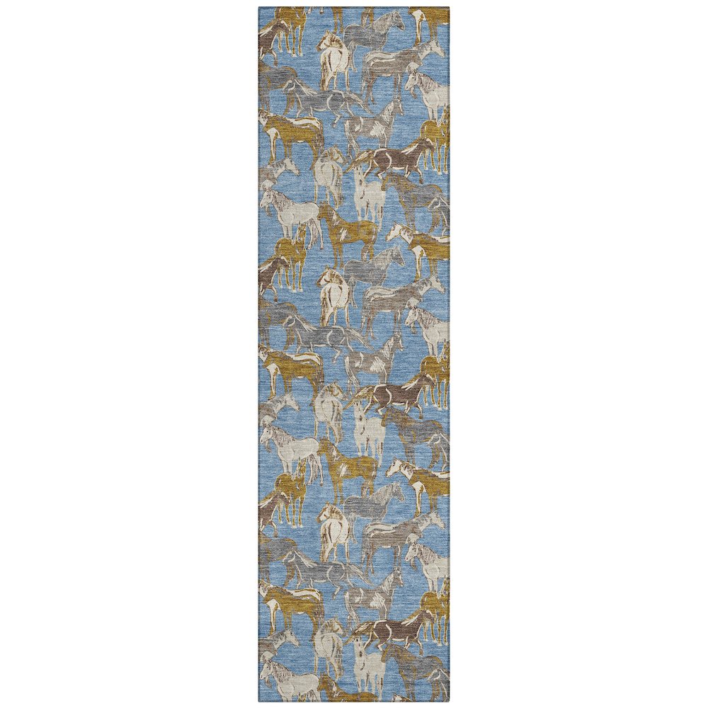 Machine Washable Indoor/Outdoor Chantille ACN2520 Blue 2'3" x 7'6" Runner Rug. Picture 1