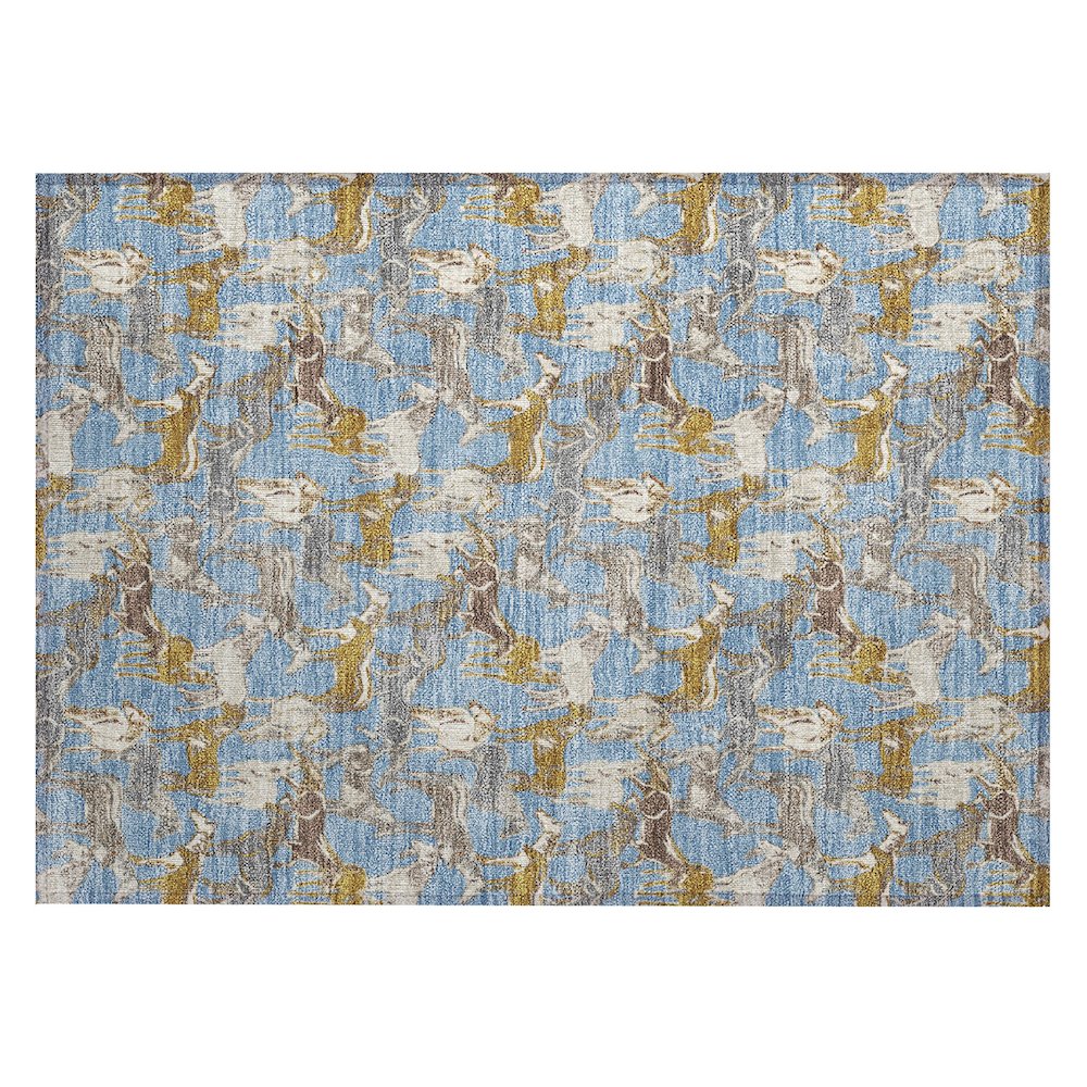 Machine Washable Indoor/Outdoor Chantille ACN2520 Blue 1'8" x 2'6" Rug. Picture 1