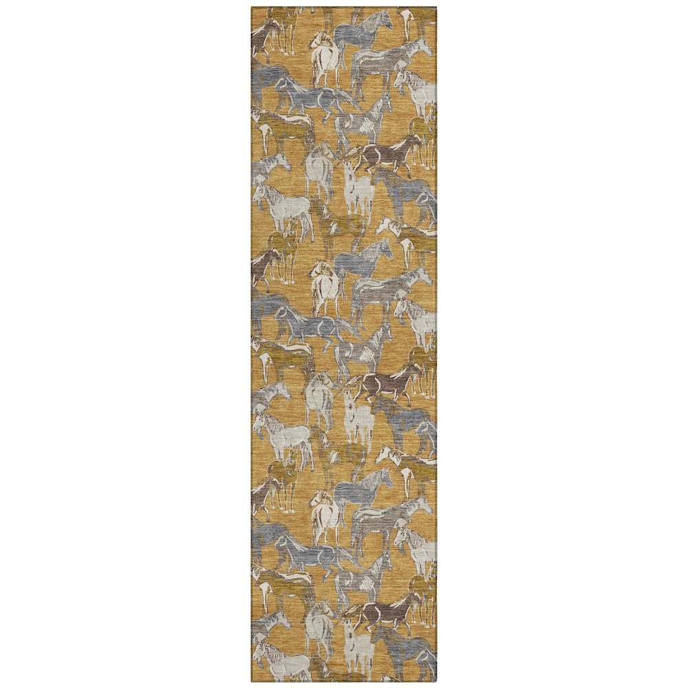 Machine Washable Indoor/Outdoor Chantille ACN2520 Gold 2'3" x 7'6" Runner Rug. Picture 1