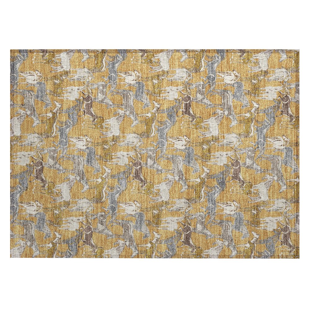 Machine Washable Indoor/Outdoor Chantille ACN2520 Gold 1'8" x 2'6" Rug. Picture 1