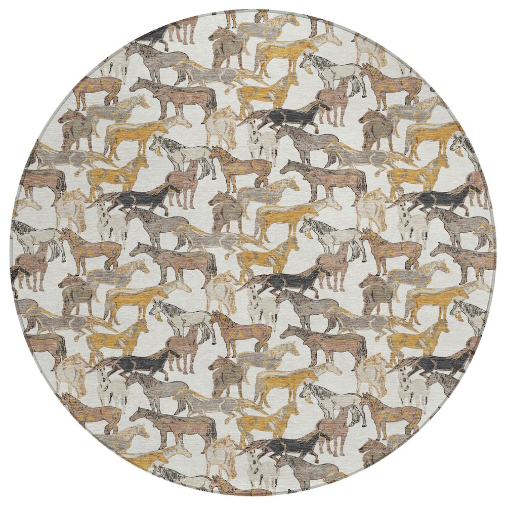 Machine Washable Indoor/Outdoor Chantille ACN2520 Ivory 8' x 8' Round Rug. Picture 1