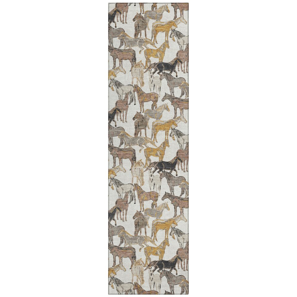 Machine Washable Indoor/Outdoor Chantille ACN2520 Ivory 2'3" x 7'6" Runner Rug. Picture 1