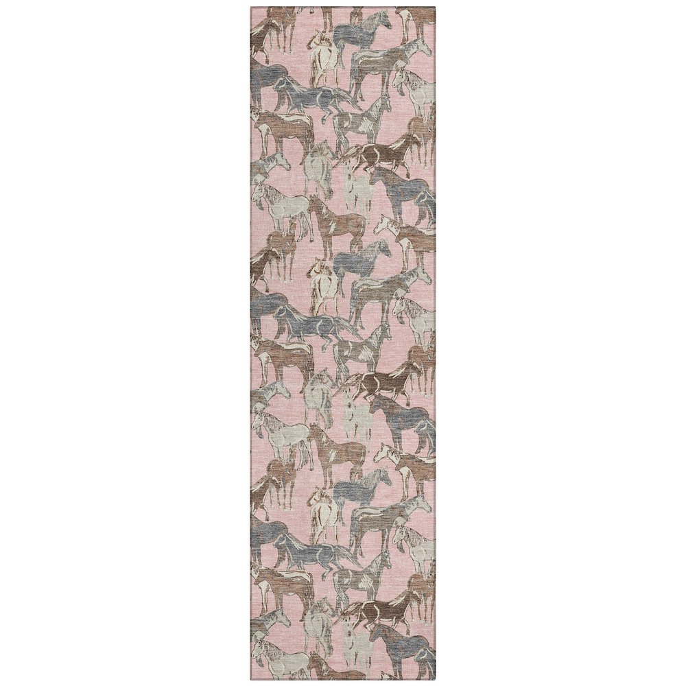 Machine Washable Indoor/Outdoor Chantille ACN2520 Pink 2'3" x 7'6" Runner Rug. Picture 1