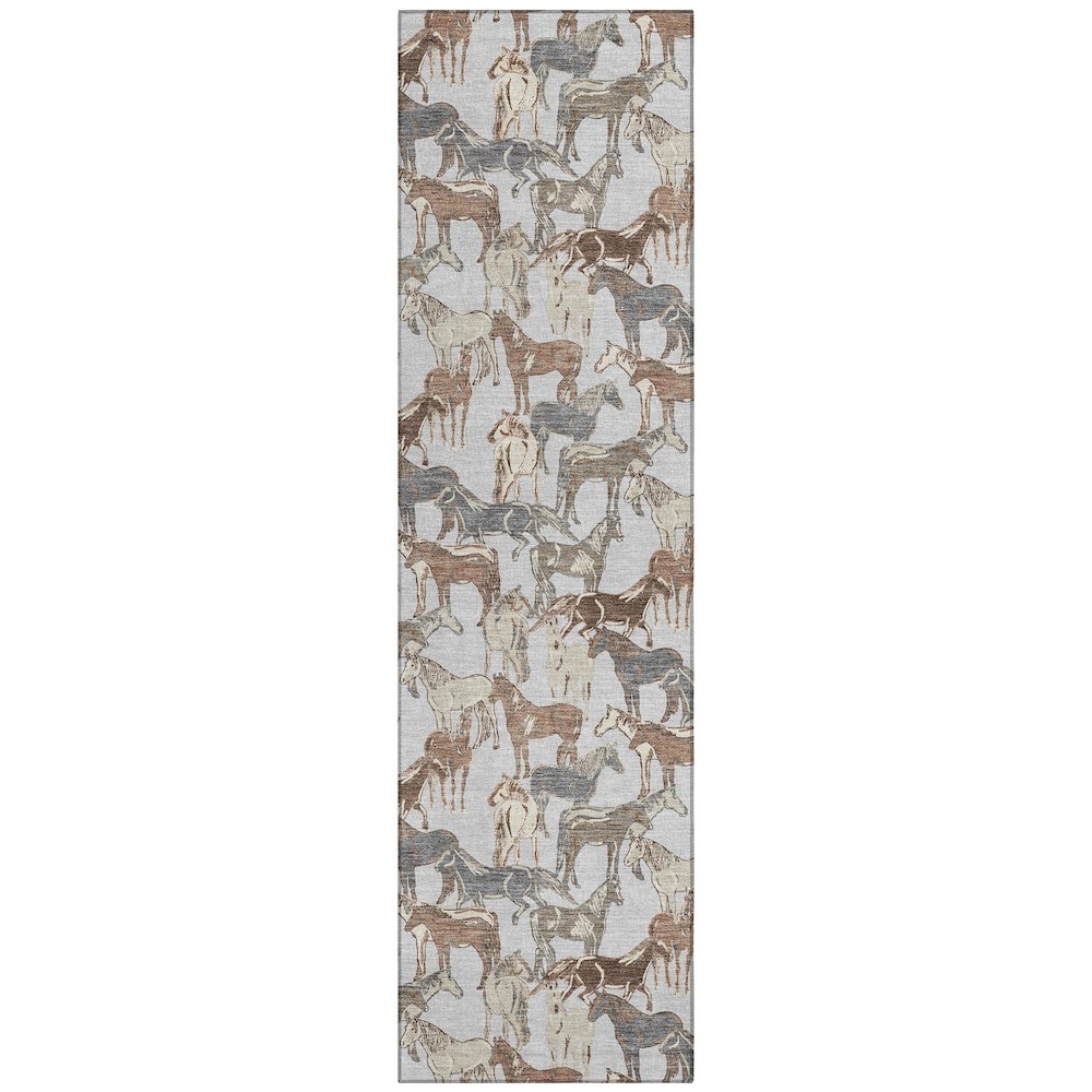 Machine Washable Indoor/Outdoor Chantille ACN2520 Gray 2'3" x 7'6" Runner Rug. Picture 1