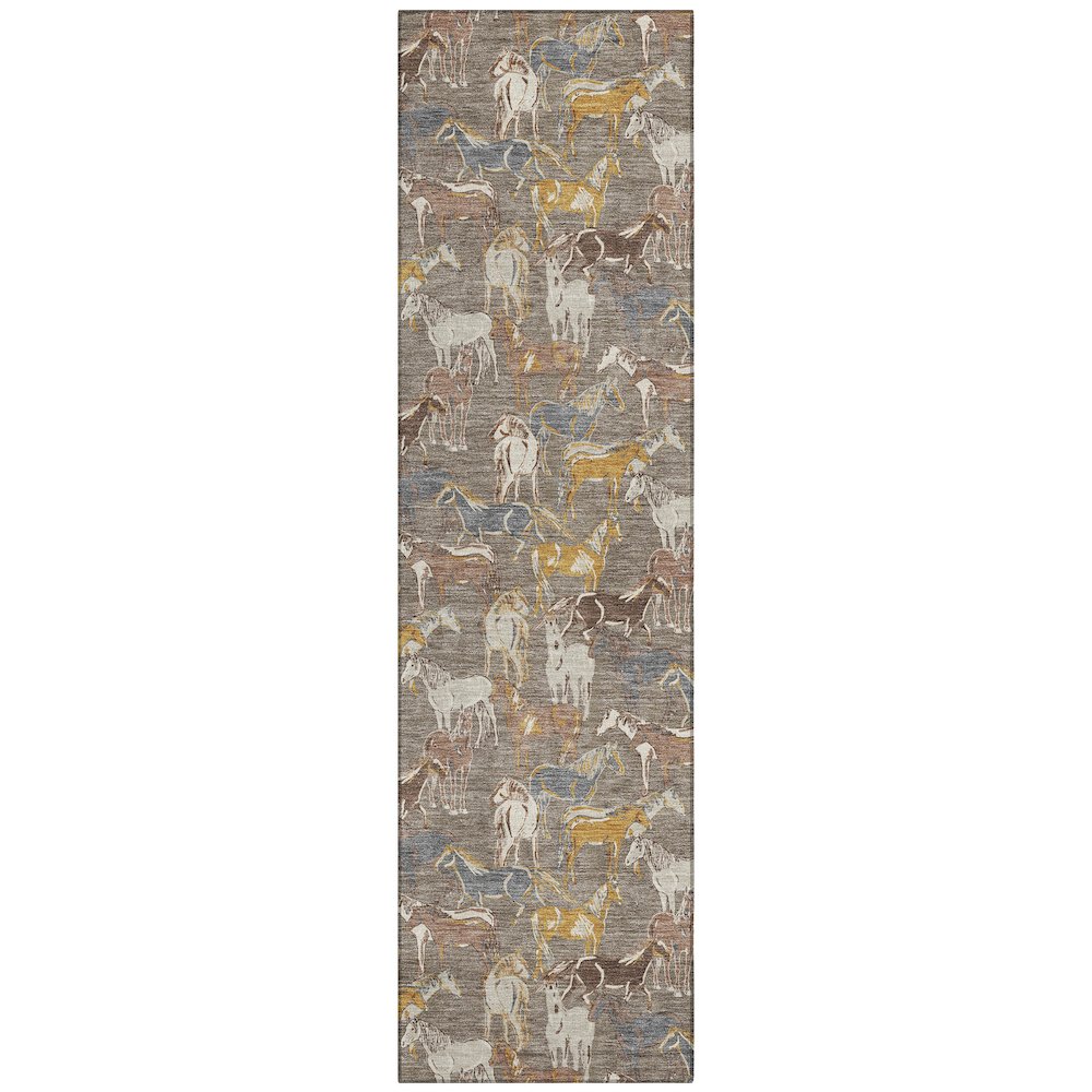 Machine Washable Indoor/Outdoor Chantille ACN2520 Brown 2'3" x 7'6" Runner Rug. Picture 1