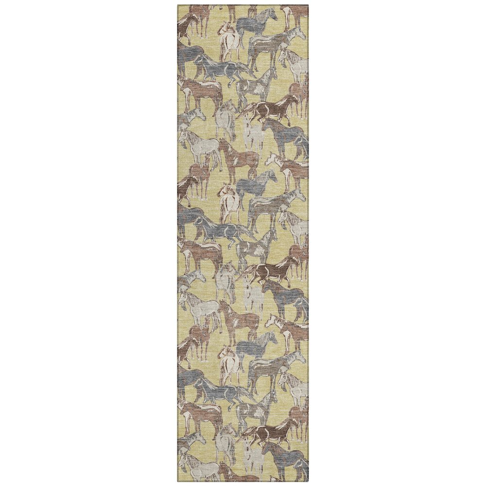 Machine Washable Indoor/Outdoor Chantille ACN2520 Gold 2'3" x 7'6" Runner Rug. Picture 1