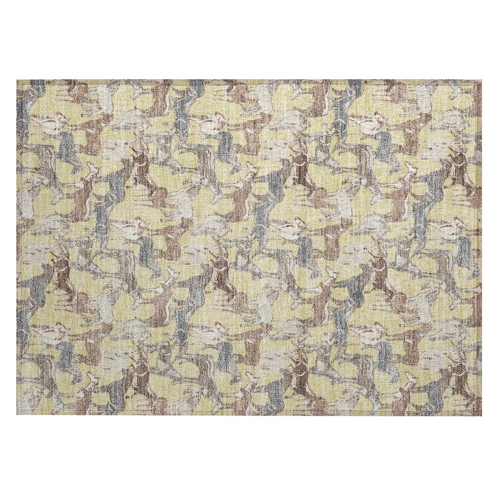 Machine Washable Indoor/Outdoor Chantille ACN2520 Gold 1'8" x 2'6" Rug. Picture 1
