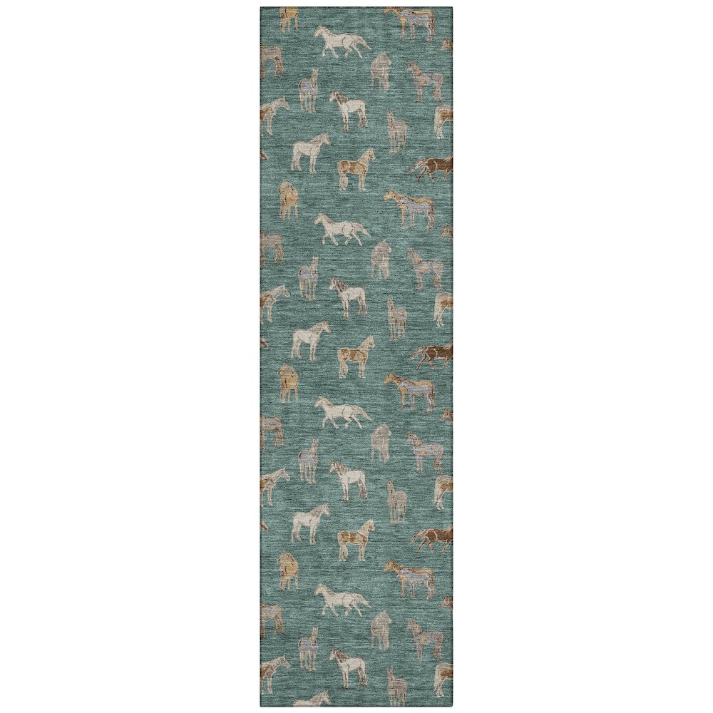 Machine Washable Indoor/Outdoor Chantille ACN2521 Green 2'3" x 7'6" Runner Rug. Picture 1