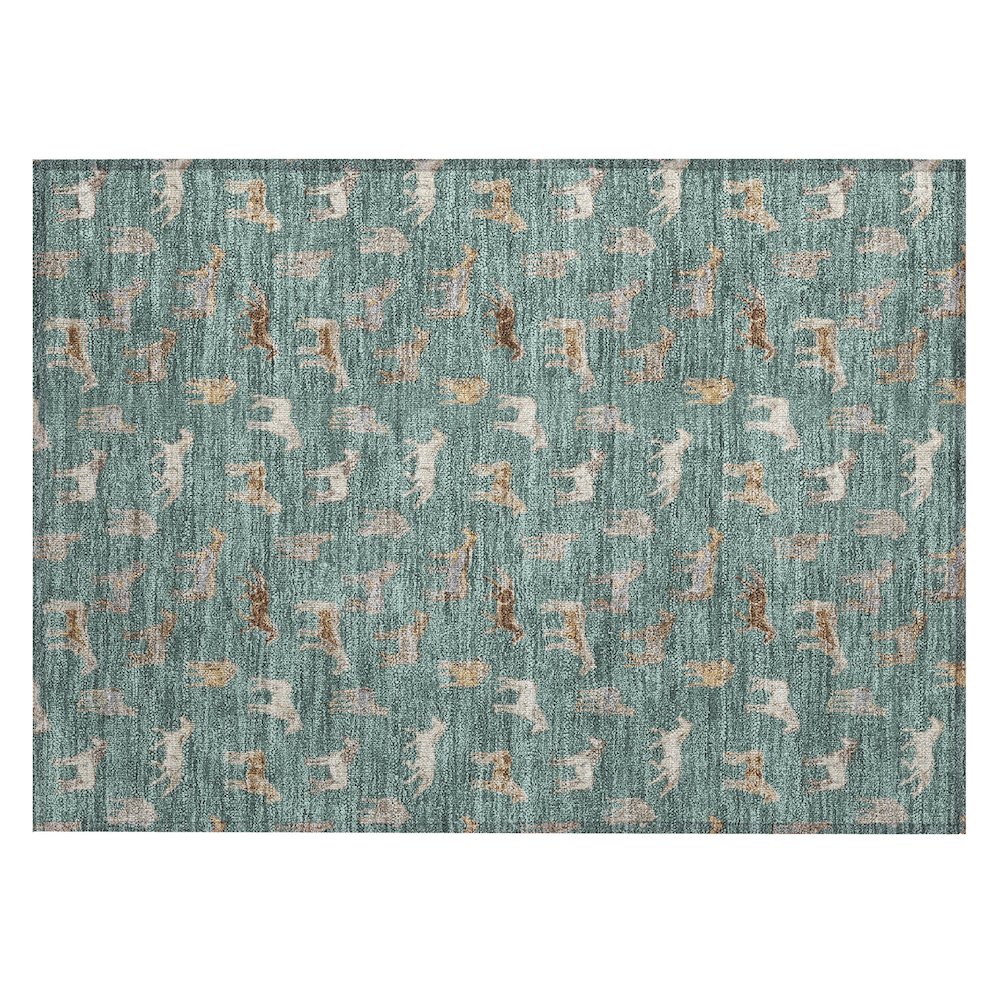 Machine Washable Indoor/Outdoor Chantille ACN2521 Green 1'8" x 2'6" Rug. Picture 1