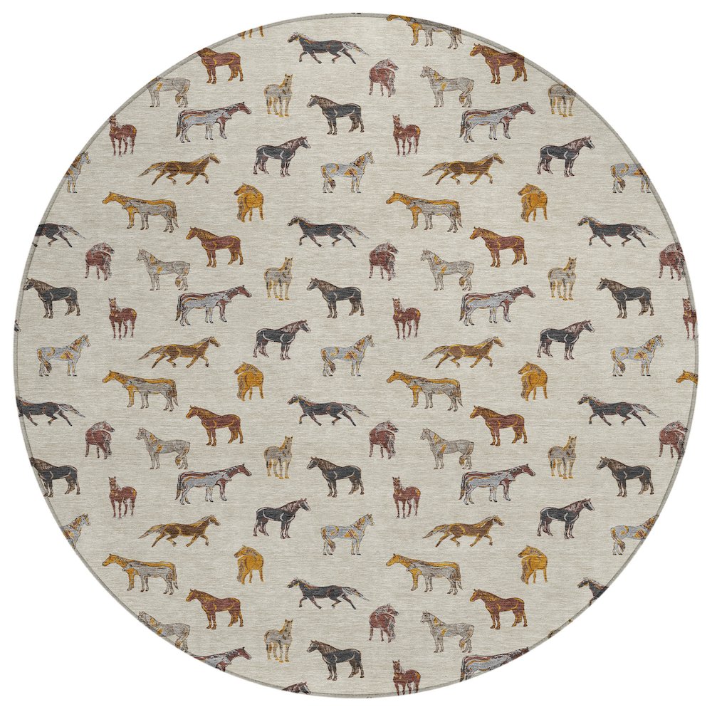 Machine Washable Indoor/Outdoor Chantille ACN2521 Brown 8' x 8' Round Rug. Picture 1