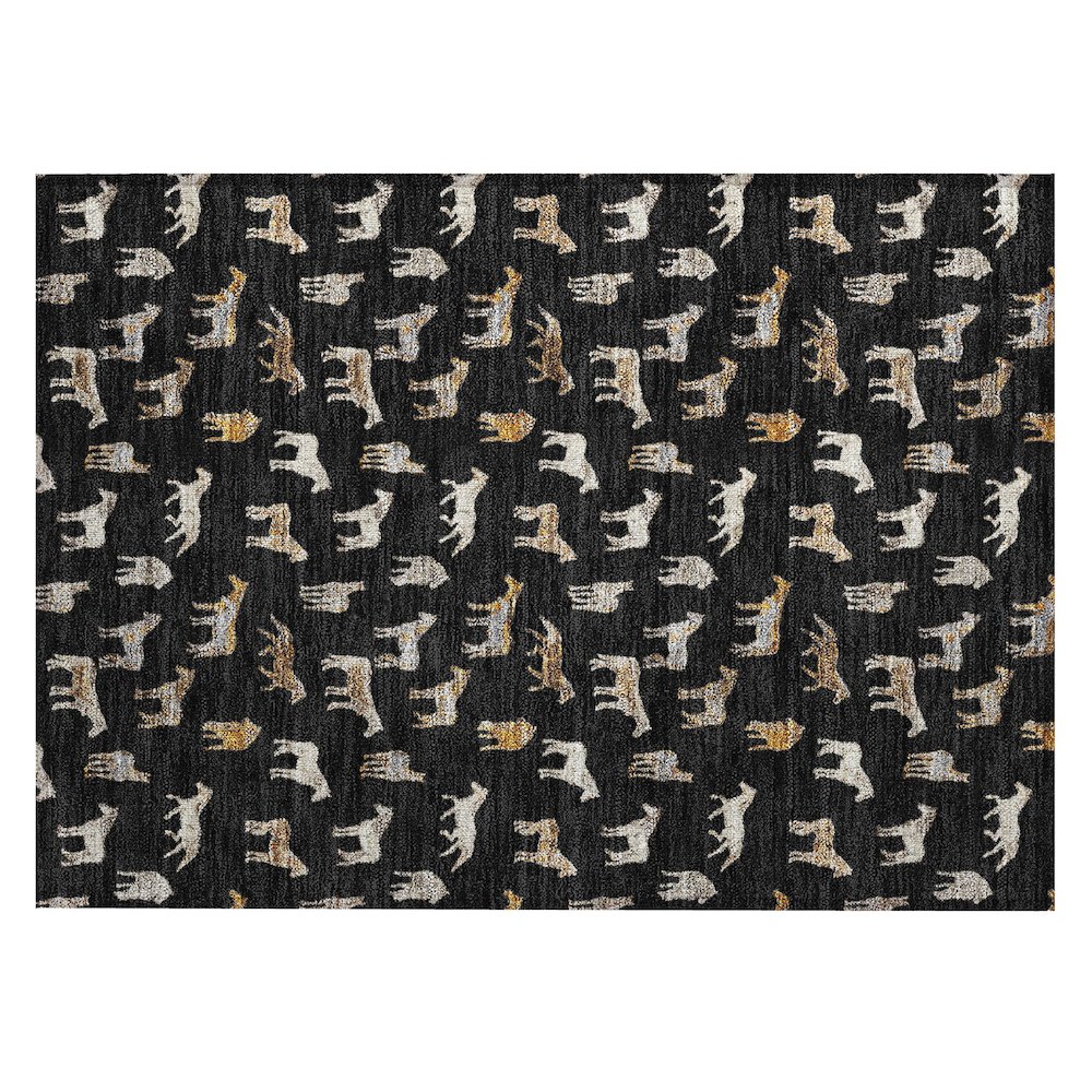 Machine Washable Indoor/Outdoor Chantille ACN2521 Black 1'8" x 2'6" Rug. Picture 1