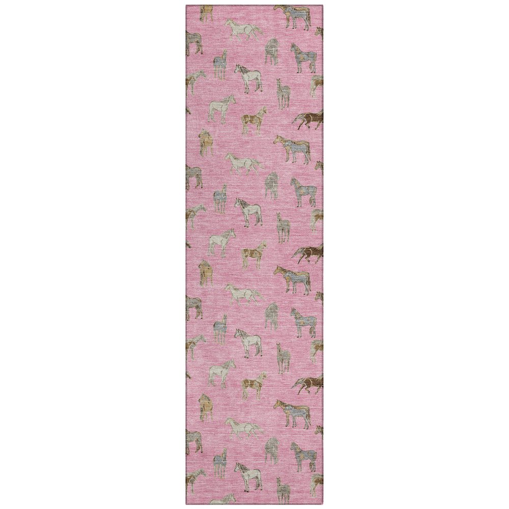 Machine Washable Indoor/Outdoor Chantille ACN2521 Pink 2'3" x 7'6" Runner Rug. Picture 1