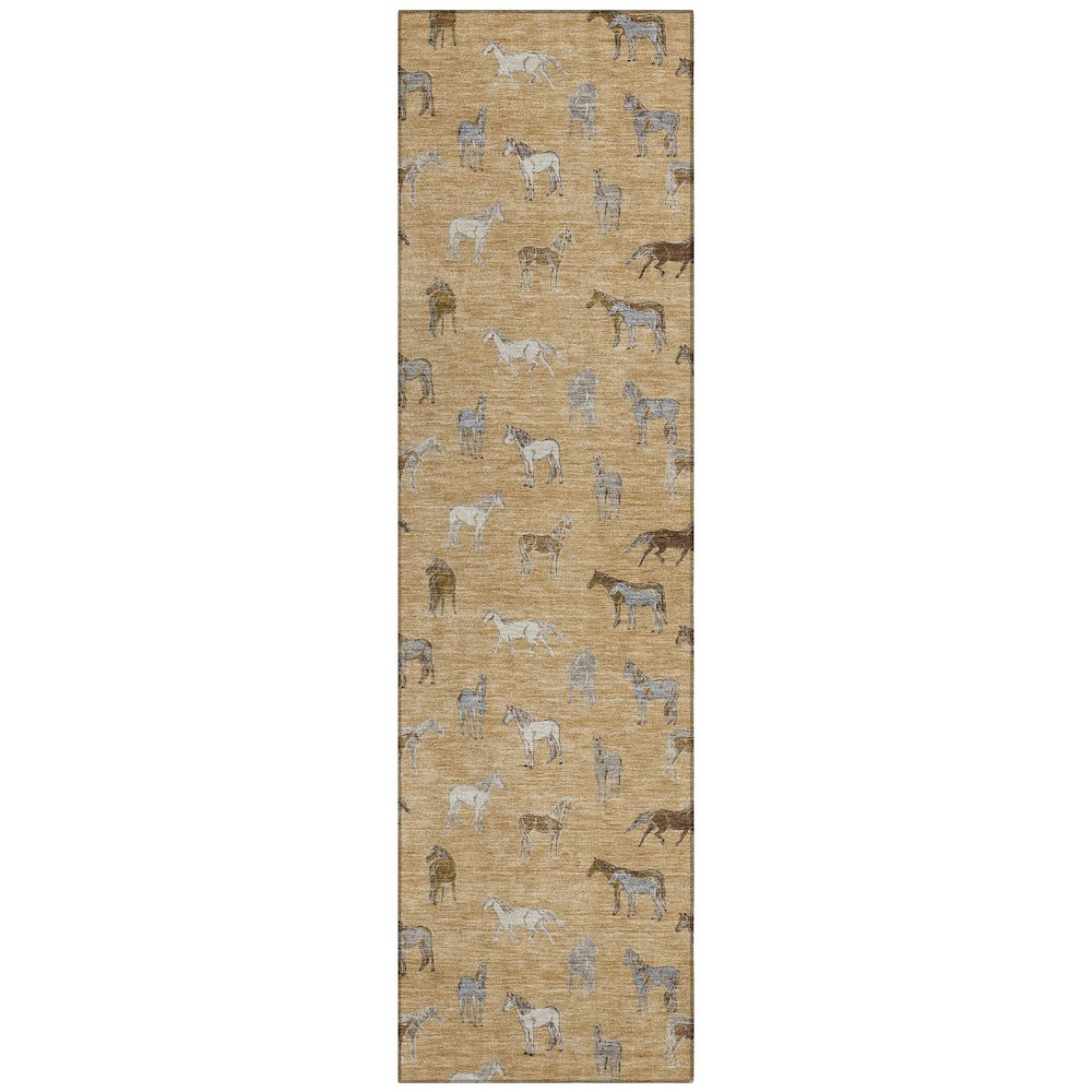 Machine Washable Indoor/Outdoor Chantille ACN2521 Gold 2'3" x 7'6" Runner Rug. Picture 1