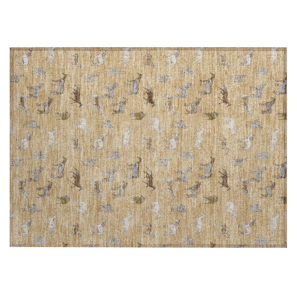 Machine Washable Indoor/Outdoor Chantille ACN2521 Gold 1'8" x 2'6" Rug. Picture 1